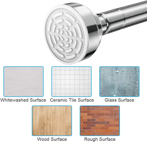 TEECK Shower Curtain Rod, 26-39 inch Adjustable Tension Spring, Shower Curtain Rod Tension, Premium Stainless Steel, Anti-Slip, No Drilling, No Rust, for Bathroom, Silver