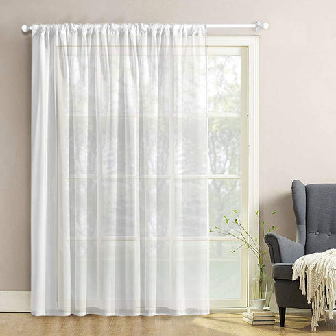 MRTREES White Sheer Curtains Extra Wide 100 x 84 inches Long Living Room Curtain Sheers Solid Sheer Curtain Panels Sliding Glass Door Voile Window Treatment Bedroom Drapes Door Rod Pocket 1 Panel