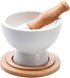 Porcelain Mortar and Pestle Pill Crusher,Spice Grinder,Herb Bowl,Pesto Powder Gift Ideal with Anti-Slip Base and Grip Molcajete for Seasoning,Paste and Guacamole.