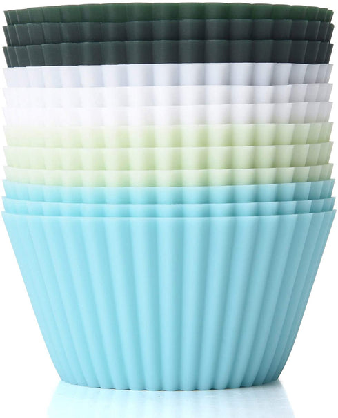 TeaRoo Silicone Baking Cups, Reusable Cupcake Muffin Liners Non-Stick Cup Cake Molds Tin Cup, Pack of 12 Standard Size Cupcake Holder