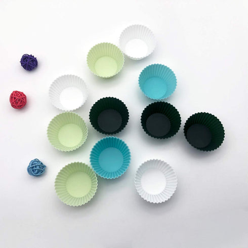 TeaRoo Silicone Baking Cups, Reusable Cupcake Muffin Liners Non-Stick Cup Cake Molds Tin Cup, Pack of 12 Standard Size Cupcake Holder