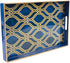 MAONAME Blue Decorative Tray with Handles, Plastic Serving Tray for Coffee Table, Marbling Rectangular Tray for Ottoman, Bathroom, Storage, 15.7" Lx 10.2" W X 1.57" H