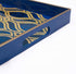 MAONAME Blue Decorative Tray with Handles, Plastic Serving Tray for Coffee Table, Marbling Rectangular Tray for Ottoman, Bathroom, Storage, 15.7" Lx 10.2" W X 1.57" H