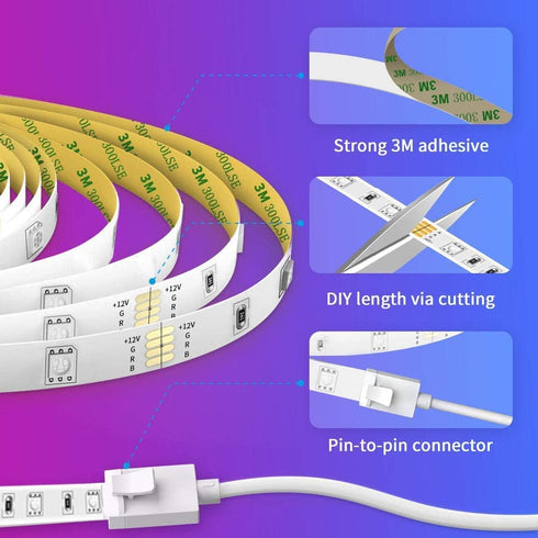 Govee Smart LED Strip Lights, 16.4ft WiFi LED Light Strip Work with Alexa and Google Assistant, 16 Million Colors with App Control and Music Sync LED Lights for Bedroom, Kitchen, TV, Party