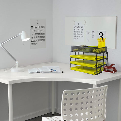Meshist Paper Letter Tray Organizer, 3 Tier Stackable Desk File Organizer with 3 Shelves and a Sorter, Perfect for Home Office, A Good Gift for Women, Black