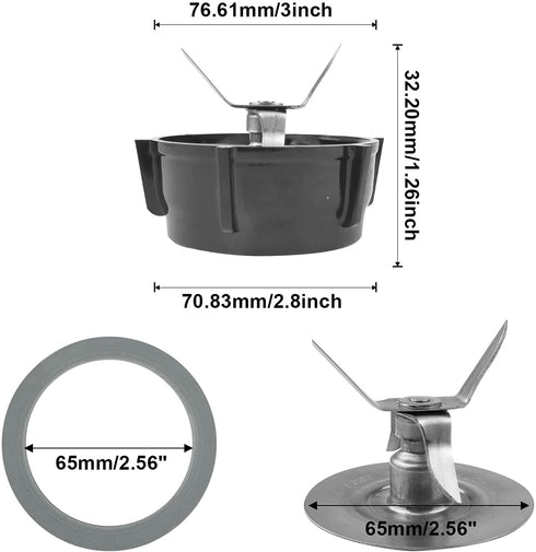 Blender Replacement Parts Compatible with Oster Blender Ice Blades ABS Plastics Base Stainless Steel Ice Blade and Two Rubber O Ring Seal Gasket,Compatible with Oster Osterizer Blender Accessories