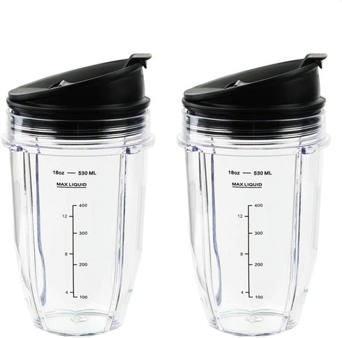 Blender Cups for Ninja Blender, 18OZ Cup with Sip & Seal Lids Compatible with 900w 1000w Nutri Ninja Blender Auto iQ series (2 Pack)
