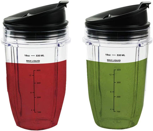 Blender Cups for Ninja Blender, 18OZ Cup with Sip & Seal Lids Compatible with 900w 1000w Nutri Ninja Blender Auto iQ series (2 Pack)