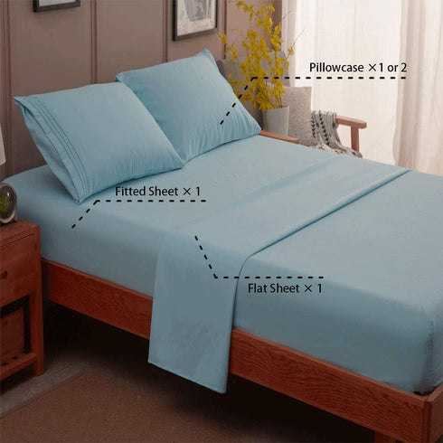 SONORO KATE Bed Sheet Set Super Soft Microfiber 1800 Thread Count Luxury Egyptian Sheets 16-Inch Deep Pocket?Wrinkle -3 Piece (Spa Blue, Twin XL)