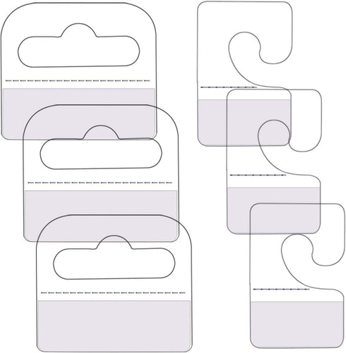 SnowTing 120Pcs Self Adhesive Plastic Hang Clear Tabs Hooks Display Card for Store Retail Display Slat Wall Hook Hangers, J-Hook & Slot Hole Pegboard Hang Tabs 2 Styles - Multiple Pack