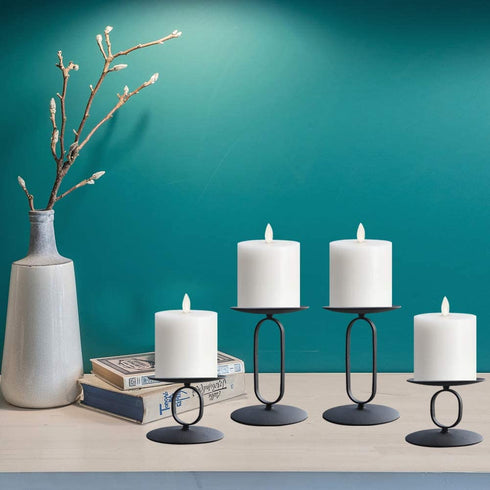 NiceAI Candlestick Holders Set Candle Holder Candelabra Candle Stands Wedding Centerpieces for Tables Fireplace Screens Decorative Black Set of 4