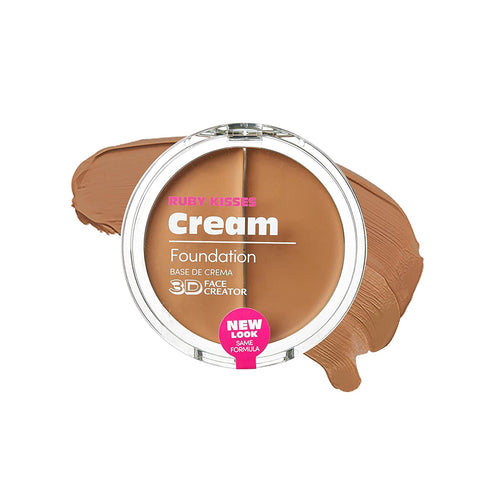 Ruby Kisses Cream Foundation 3D Face Creator 2-Color Foundation and Concealer, 12 Hour Wear Long Lasting, Medium to Full Coverage (Level 11)