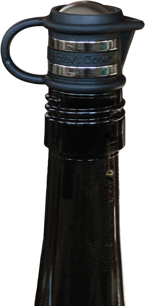 Haley's Corker Platinum Wine Stopper, Black