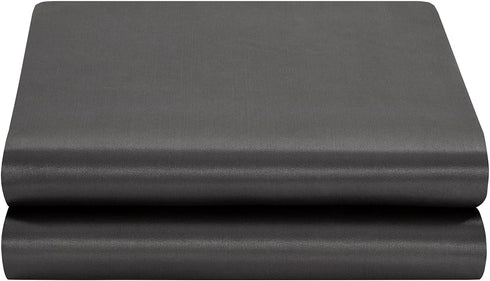 Satin Flat Sheet Only, King Flat Sheet, 1 - Piece Dark Grey Top Sheet, Extra Soft Silk Flat Bed Sheets Sold Separately King - Dark Grey
