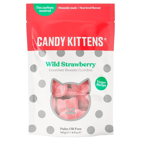 CANDY KITTENS New Flavor Vegan Gummy Candy 4.4oz (Wild Strawberry, 2 Pack)