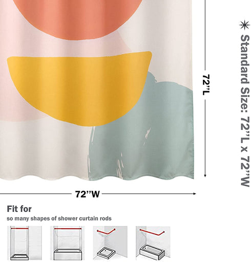 Uphome Fabric Abstract Shower Curtain Modern Aesthetic Art Minimalist Shower Curtain Set with Hooks Cute Morandi Colorful Bath Curtain with Geometric Pattern Heavy Weighted,72x72