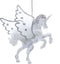 Kurt Adler H7559 Glittered Silver Unicorn with Wings Hanging Ornament, 4-inch High, Plastic