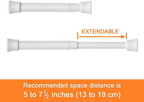 KXLife 6 Pack Smallest Spring Tension Curtain Rod for Narrow Window, Cupboard Dividers(White, 5 to 7.5 Inch)
