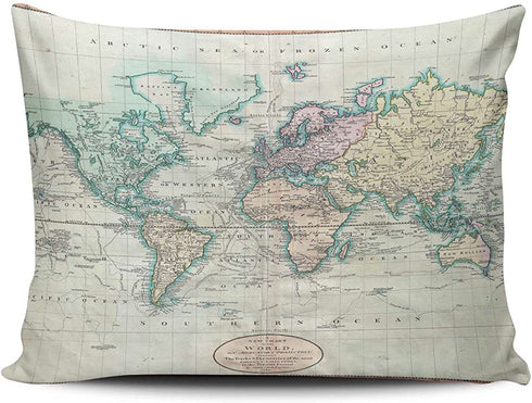 KEIBIKE Pillow Case Map of The World Personalized Rectangle Pillowcases Unique Decorative Throw Pillow Covers Cases 16x24 Inches