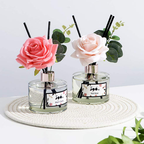 396 st. Flower Reed Diffuser, Baby Powder(Also Known as Refreshing Air), 200ml(6.7oz) / Reed Diffuser Sets, Aroma Therapy, Home & Kitchen Décor