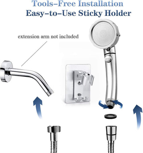 Handheld Shower Heads with Hose and Holder, High Pressure Shower Head with 3 Spray Settings and On/Off Switch Detachable Shower - (3-kit)