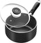 Classic Nonstick Saucepan with Straining and Glass Lid Cover, 2-Quart Aluminum Covered Sauce Pan for Home Kitchen, Dishwasher Safe Multipurpose Pot with Ergonomic Handle, Induction Compatible(2 Quart)