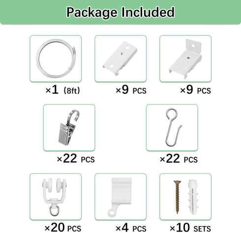 Refrze Ceiling Curtain Track, Curved Curtain Track Ceiling Mount, Room Divider Ceiling Track for Curtains, RV Curtain Track,Curtain Rail Ceiling Wall Mount for L Shape U Shape Bay Windows(8ft)