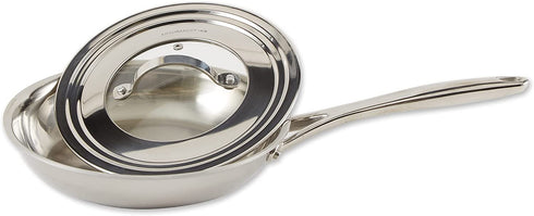 RSVP International Endurance Universal Lid with Glass Insert, Stainless Steel, Fits 5.5" - 9" | Secure Tempered Glass | Fits Frying, Sauté, Sauce, Stock Pots & Pans | Dishwasher & Oven Safe