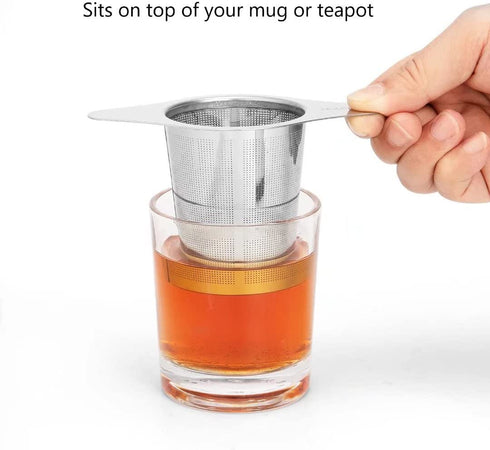 Stainless Steel Tea Infuser, JEXCULL Premium Tea Strainer with Two Handles & Large Capacity for Loose Tea Leaf, Classic Metal Mesh Tea Filter for Cups, Mugs, Teapots