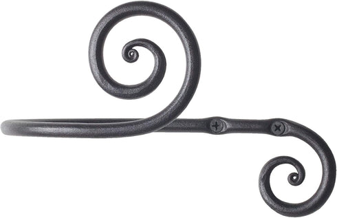 RTZEN Decorative Large Curtain Holdbacks - Set of 2 - Wrought Iron Window Drapery Tiebacks - Handmade Rod Drape Tieback Black Hooks - Rot Metal Drapes Hangers - Unique Hand Craft D©cor