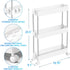 SPACEKEEPER 3 Tier Slim Storage Cart Mobile Shelving Unit Organizer Slide Out Storage Rolling Utility Cart Tower Rack for Kitchen Bathroom Laundry Narrow Places, Plastic & Stainless Steel, White