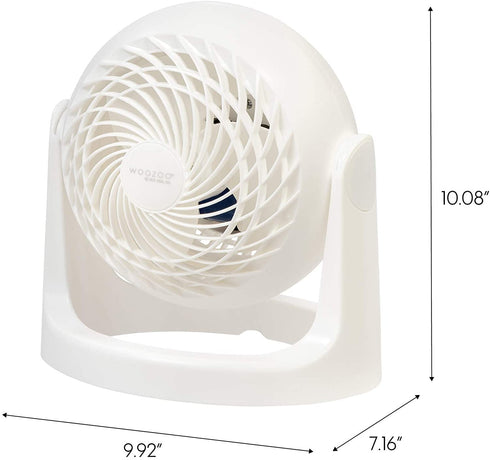 IRIS USA WOOZOO Air Circulator Fan, Vortex Fan, Desk Fan, Portable Fan, 3 Speed Settings, 360 Tilting Head, 52ft Max Air Distance, Medium, Whtie