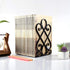 Bookends, Metal Book Ends for Shelves Heavy Duty Decorative Book Support Non-Skid for Office Desk School Library Organizer Gift, 7 x 6.1 x 8.6 inch Black (2 Pairs)