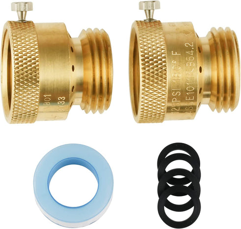 SUNGATOR 2-Pack Vacuum Breaker Set, 3/4 Inch Anti-Siphon Hose Bib Valve for Garden Spigot, RV, Solid Brass Anti-Backflow Valve with Tape