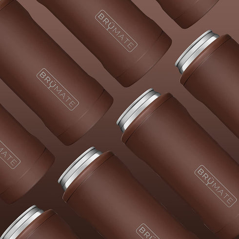 BrüMate Hopsulator Slim Double-walled Stainless Steel Insulated Can Cooler for 12 Oz Slim Cans (Matte Pecan)