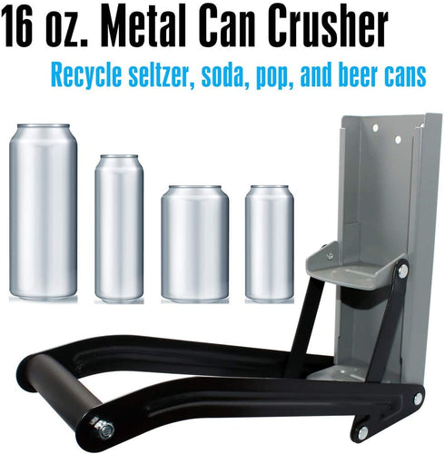 Ansoon Metals Can Crusher 16 oz/ 12 oz Compactor, Heavy-Duty Wall Mounted Bottle Can Opener Smasher for Seltzer, Soda, Beer Cans and Bottles Eco-Friendly Recycling Tool (Silver)