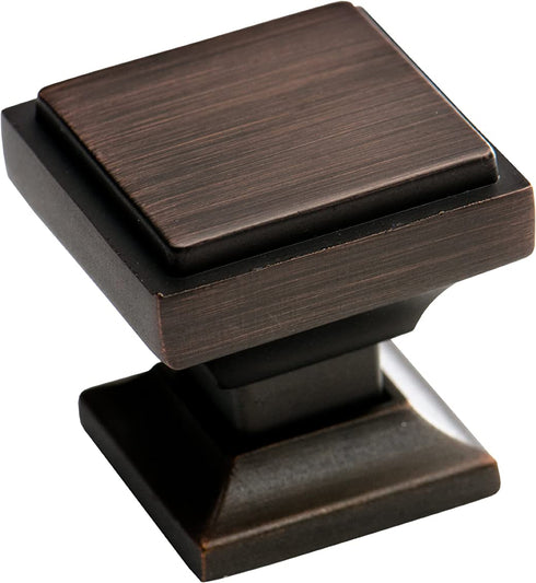 Southern Hills Oil Rubbed Bronze Cabinet Knobs - Pack of 5 - Square Kitchen Drawer Pulls - Venetian Bronze Cabinet Hardware - Dresser Knobs - Drawer Knobs - Cupboard Handles - SHKM002-ORB-5