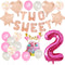 2nd Birthday Decorations for Girls, TWO SWEET Number 2 Foil Balloon, Dancing Girl Cake Toppers, Confetti Balloons for Second Birthday Party Supplies