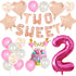 2nd Birthday Decorations for Girls, TWO SWEET Number 2 Foil Balloon, Dancing Girl Cake Toppers, Confetti Balloons for Second Birthday Party Supplies