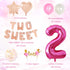 2nd Birthday Decorations for Girls, TWO SWEET Number 2 Foil Balloon, Dancing Girl Cake Toppers, Confetti Balloons for Second Birthday Party Supplies