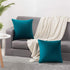 Throw Pillow Cases 22x22 Teal: 2 Pack Cozy Soft Velvet Square Decorative Pillow Covers for Farmhouse Home Decor, DEZENE