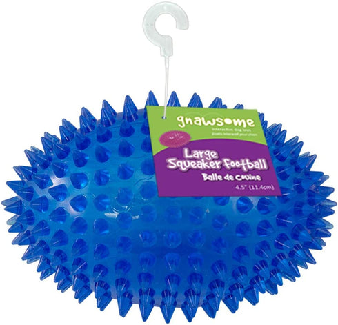 Gnawsome™ 4.5” Spiky Squeaker Football Dog Toy - Large, Cleans Teeth and Promotes Good Dental and Gum Health for Your Pet, Colors Will Vary