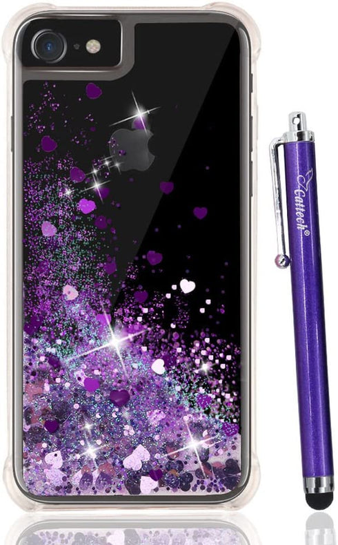 Designed for iPhone SE 2020 Case,iPhone 6S/6 Case,iPhone 7/8 Case Glitter for Women Girls, 2020 Cute Fashion Liquid Bling Shiny Sparkle Luxury Soft Clear TPU Bumper Shockproof Cover (Purple)