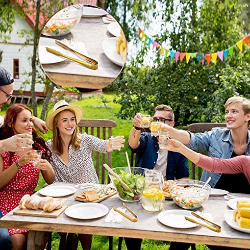 8 Pieces Gold Tongs Mini Serving Tongs Set Small Kitchen Appetizer Tongs Stainless Steel Sugar Cube Tongs for Tea Party Coffee Bar Cooking