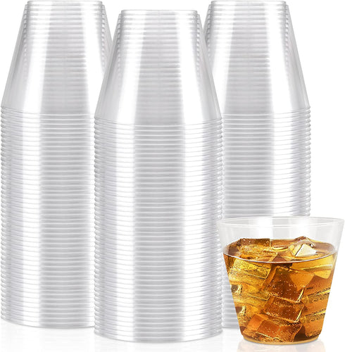 Clear Plastic Cups Clear Disposable Cups 9 Oz 100 Pack Plastic Cups Recyclable Wine Glasses for Parties Elegant Plastic Party Cups Wedding Decorations