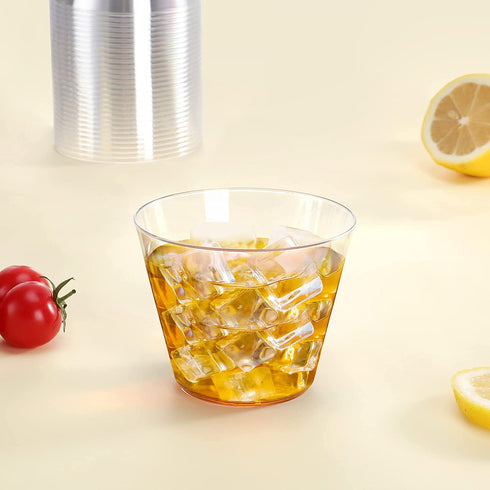 Clear Plastic Cups Clear Disposable Cups 9 Oz 100 Pack Plastic Cups Recyclable Wine Glasses for Parties Elegant Plastic Party Cups Wedding Decorations