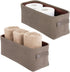 mDesign Soft Cotton Fabric Bathroom Storage with Attached Handles - Organizer for Towels, Toilet Paper Rolls - for Back of Toilet, Cabinets, and Vanities, 2 Pack - Espresso Brown