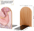 2 PCS Wood Book Ends,Pink Glitter Rose Gold Marble Bookends for Shelves Non-Skid Book Stand for Home Office School Sturdy Book Holders for Heavy Books 5x3 inch