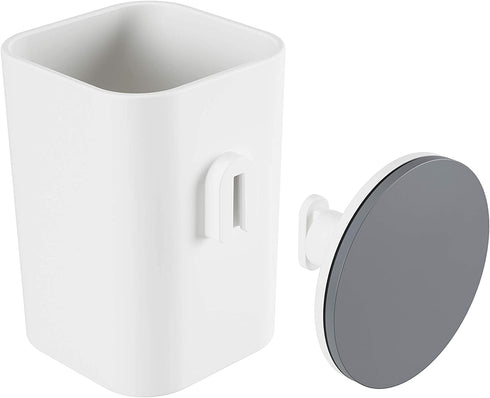Umbra Flex Sure-Lock Toothbrush Holder, Bathroom Storage Tumbler, Cup for Toothpaste, Combs and Makeup Brushes - Attaches to Glass Panes, Mirrors and Tiles with SureLock Technology, No Drilling, White