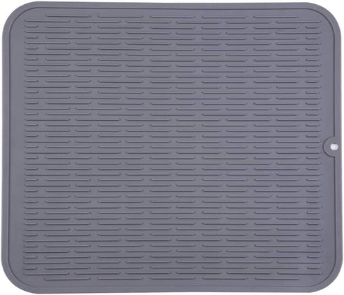 Piduules Eco-friendly Silicone Dish Drying Mat 18" x 15.8" Large Reusable Non-slipping and Heat Resistant Dish Quick Drying Pad, Dishwasher Safe (Gray XL)